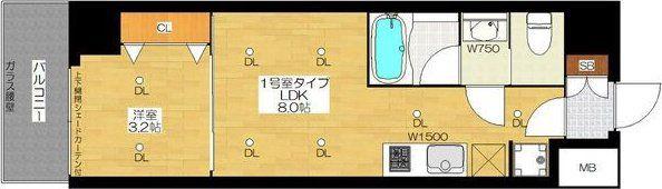 ブエナビスタ西天満(1LDK/7階)の間取り写真