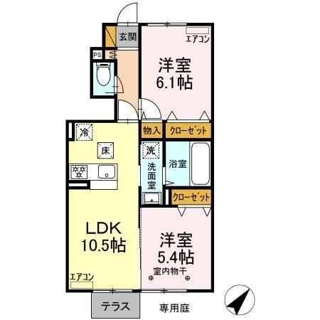 CASA VERDE(2LDK/1階)の間取り写真