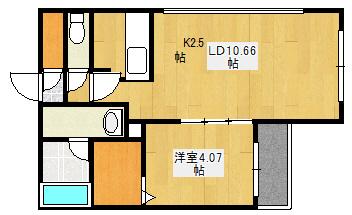 CASA VICOLO千歳(1LDK/4階)の間取り写真