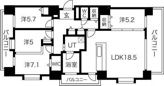 クリーンリバーフィネス知事公館(4LDK/3階)の間取り写真