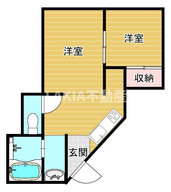 第一岩見マンション(2K/3階)の間取り写真