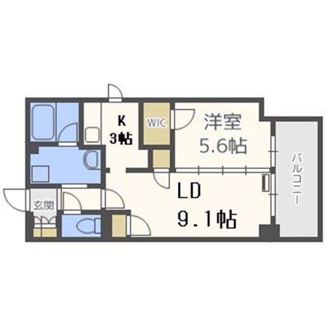 ブリリアント同心(1LDK/7階)の間取り写真