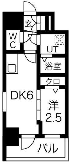 エスリード池下レスティア(1DK/7階)の間取り写真