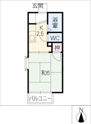ジュネス名東(1K/2階)の間取り写真
