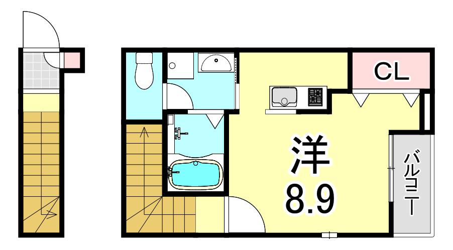 あんしんVERM五ケ山22-2001(ワンルーム/3階)の間取り写真