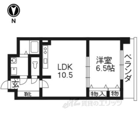 パレフルーヴ五条(1LDK/6階)の間取り写真