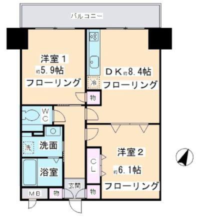 K・S柿生(2LDK/6階)の間取り写真