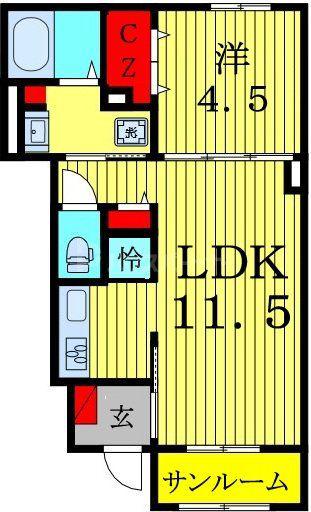 リリーモンターニュB(1LDK/1階)の間取り写真