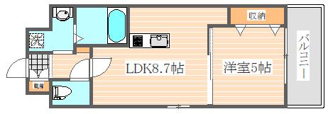 アストラル東比恵(1LDK/2階)の間取り写真
