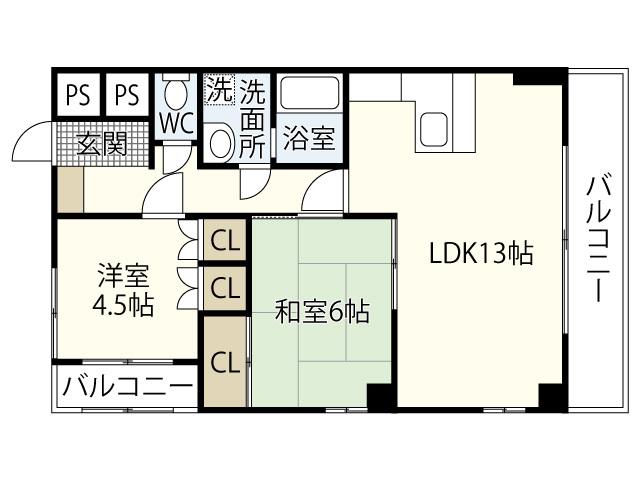 GH COURT 1ST(2LDK/2階)の間取り写真