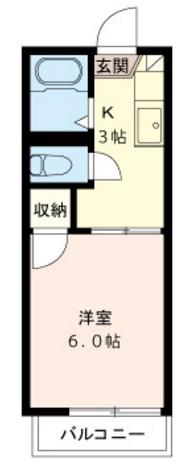 エクセシオール東石神井(1K/2階)の間取り写真