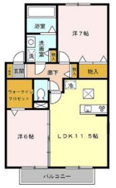 フローラ(2LDK/2階)の間取り写真
