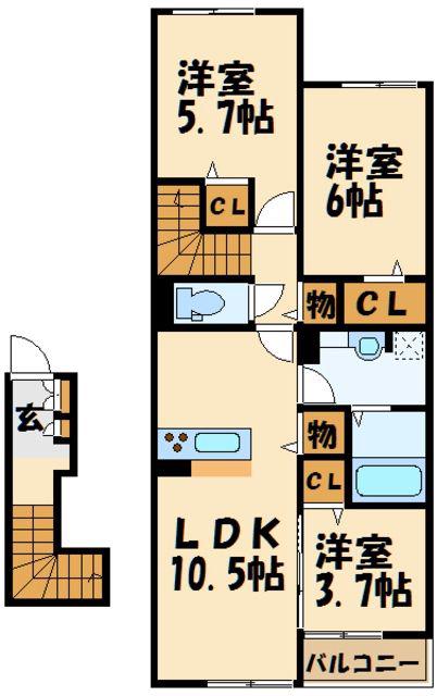グランドステージ1.2(3LDK/2階)の間取り写真