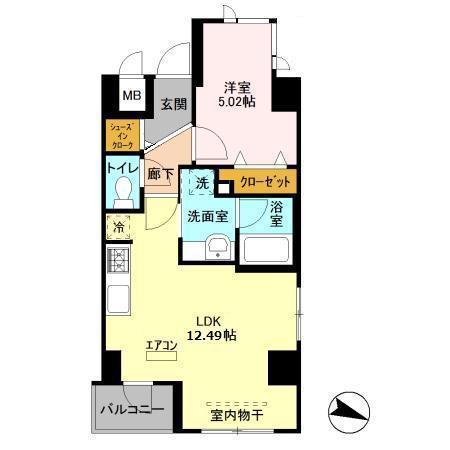 セレス稔台(1LDK/5階)の間取り写真