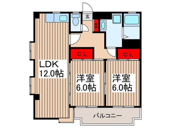 ヴィラサタ大牧(2LDK/3階)の間取り写真