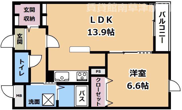 CASA AZ(1LDK/1階)の間取り写真