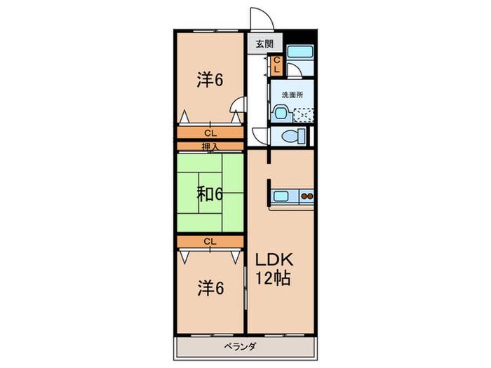 ファミリーマンション(3LDK/1階)の間取り写真