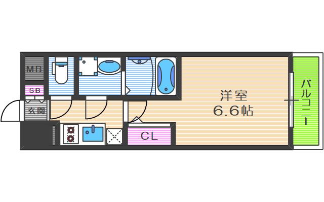 エスリードTENROKU(1K/2階)の間取り写真