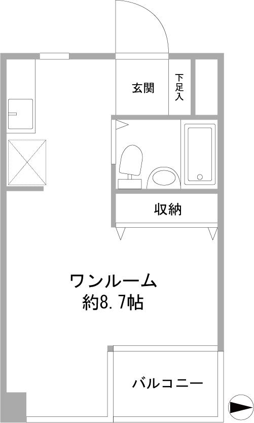セシオン志村坂上(ワンルーム/3階)の間取り写真