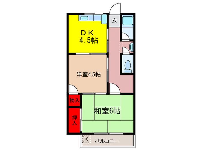 桜マンション(2DK/2階)の間取り写真