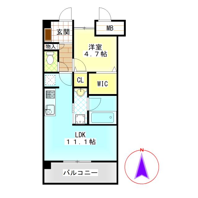 グランレコルト(1LDK/4階)の間取り写真