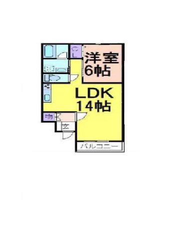 NARABUハイツIV(1LDK/1階)の間取り写真