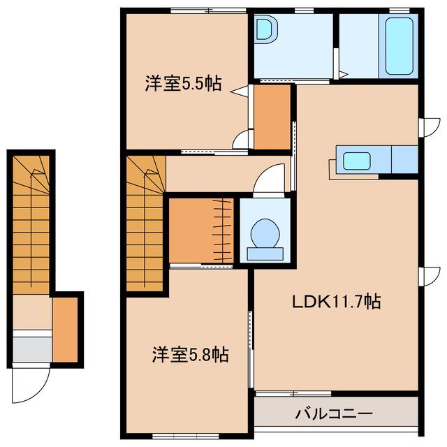 ブランシェ エピB棟(2LDK/2階)の間取り写真