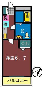 アールグレイ(1K/2階)の間取り写真