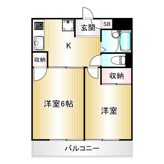 モンシャトー石神井成和(2DK/2階)の間取り写真