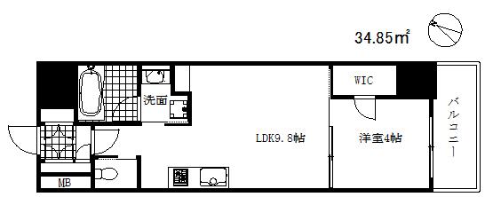 ブエナビスタ神戸三宮(1LDK/11階)の間取り写真