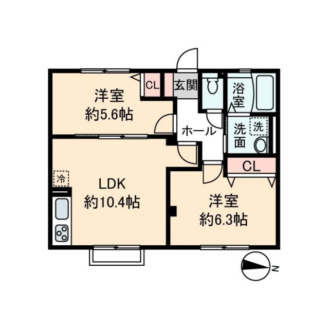 宮前3丁目ハイム(2LDK/2階)の間取り写真