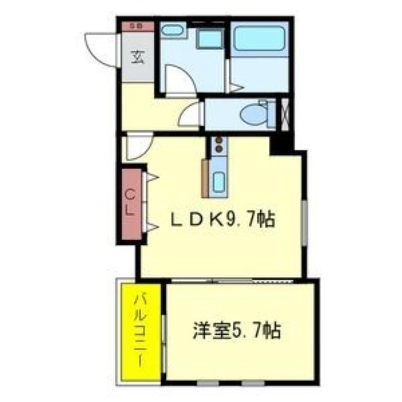 ウエスト・コート(1LDK/3階)の間取り写真