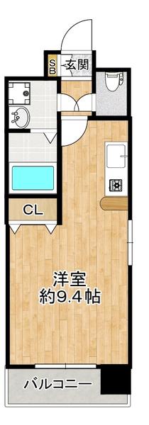 エクセレント上新16(ワンルーム/9階)の間取り写真