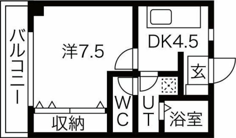 シャトレ水筒先(1DK/2階)の間取り写真