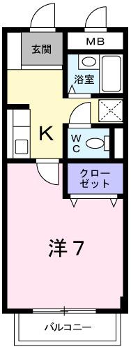ウインズ長池(1K/1階)の間取り写真