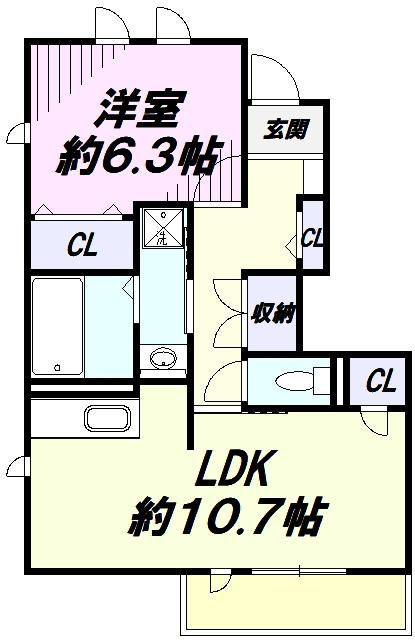 テラステラ(1LDK/1階)の間取り写真