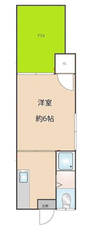 アドヴァンス城南(1K/1階)の間取り写真