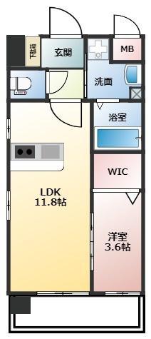 PROUDII花畑(1LDK/2階)の間取り写真