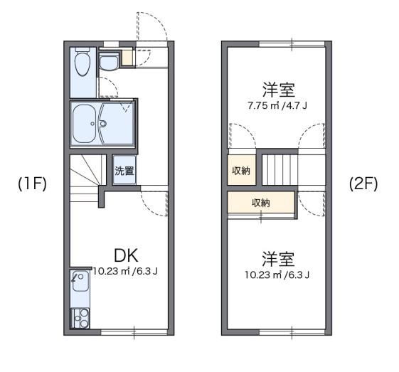 レオパレス広田(2DK/1階)の間取り写真