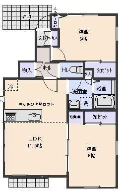 GRATO(2LDK/1階)の間取り写真
