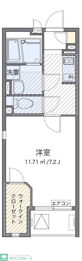 レオネクストD2 A1(1K/4階)の間取り写真