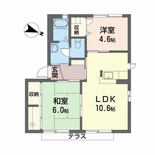 シャーメゾンさくら坂(2LDK/1階)の間取り写真