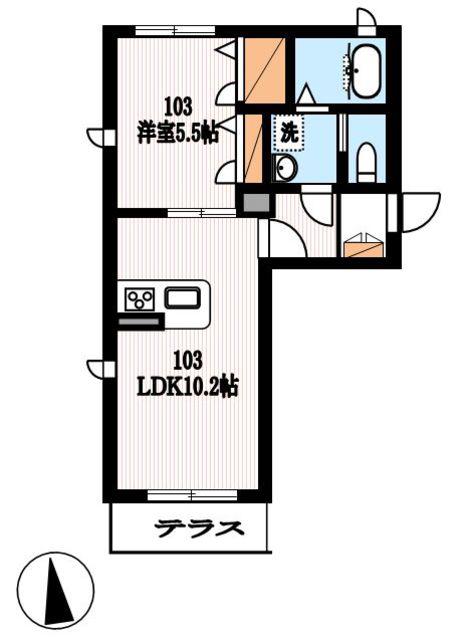 レフィアント(1LDK/1階)の間取り写真