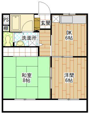 中央ハイツ(2DK/2階)の間取り写真