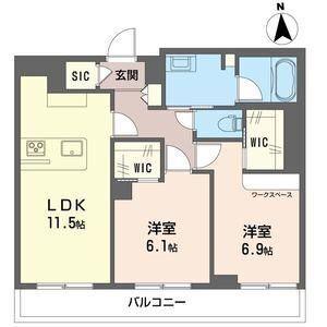 セゾン プラージュ(2LDK/1階)の間取り写真
