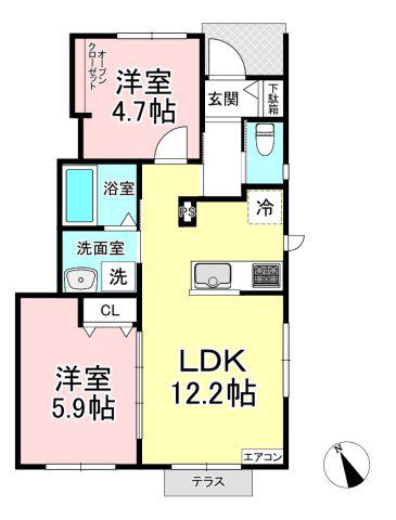 上作延共同(2LDK/1階)の間取り写真