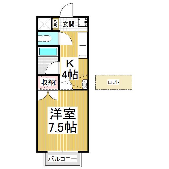 ハイツALBA A(1K/2階)の間取り写真