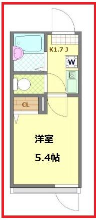 エムケー六町(1K/2階)の間取り写真