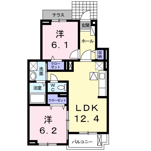 サンリットタウン越谷A(2LDK/1階)の間取り写真