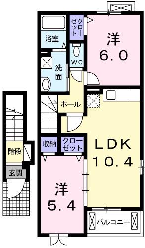 サニーメゾン・ブローテ(2LDK/2階)の間取り写真